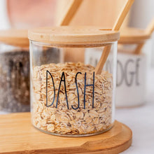Load image into Gallery viewer, Rae Dunn Pinch, Dash, Smidge glass spice jars Acacia wood tray and serving spoons