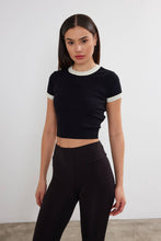 Load image into Gallery viewer, Women&#39;s Blank Cropped T-Shirt Two Tone Basic Crop Top Blank: Black / M
